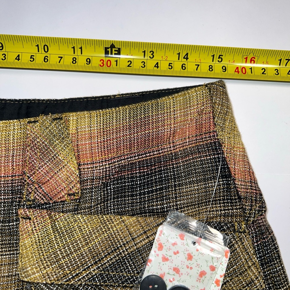 NWT 108$ Free People Plaid Wide Leg Moss Combo Cargo Pants 6 - Picture 11 of 14
